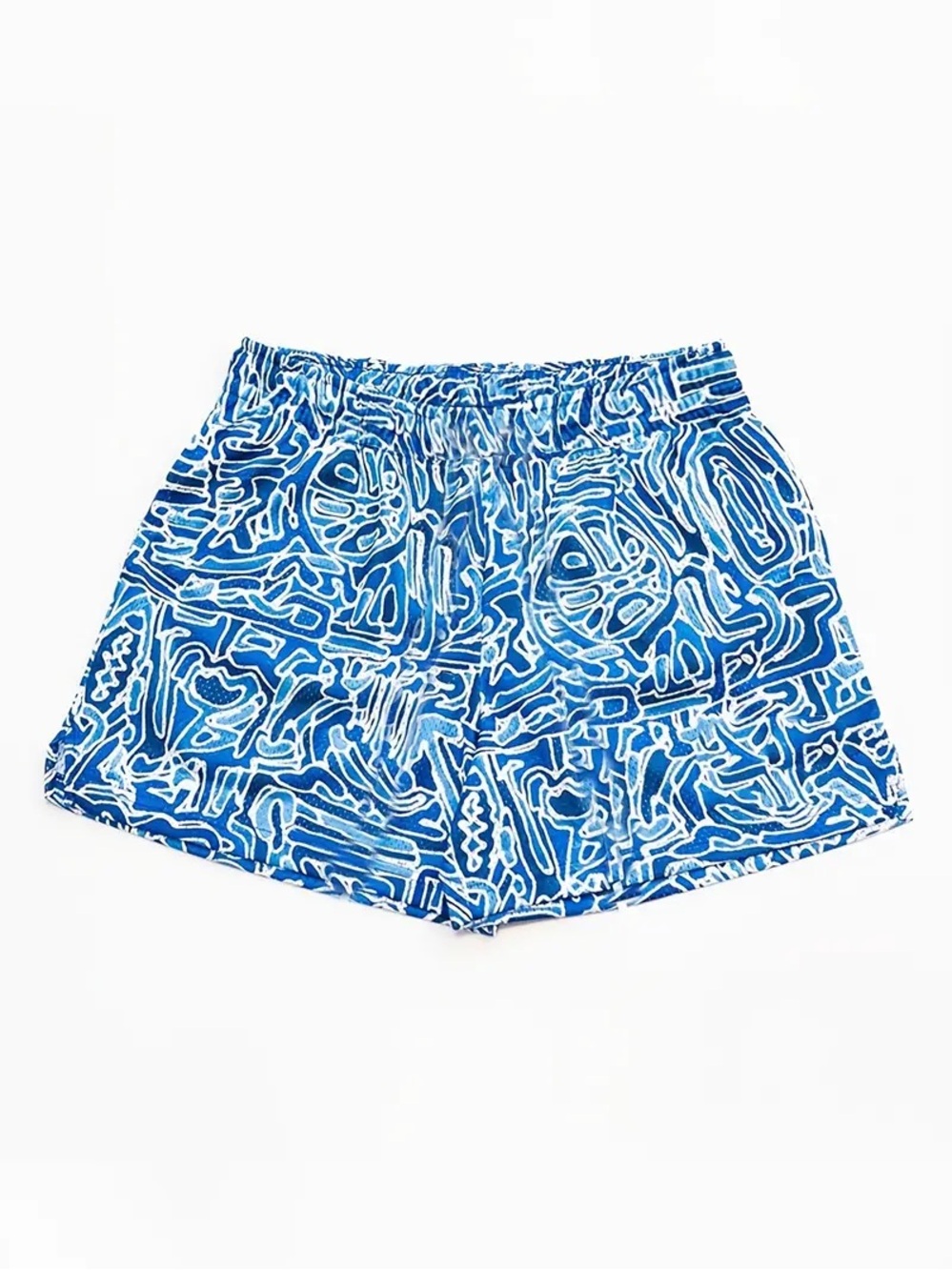 Blue Patterned Men's Shorts Medium
